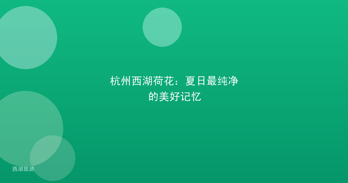 杭州西湖荷花：夏日最纯净的美好记忆